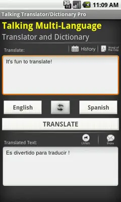 Talking Translator/Dictionary android App screenshot 2